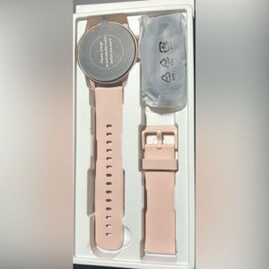 Pretty Pink Wide Circle Face Cell Phone Pairing Watch